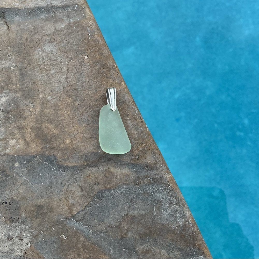 Elegant light turquoise sea glass from Hawaii Pendant